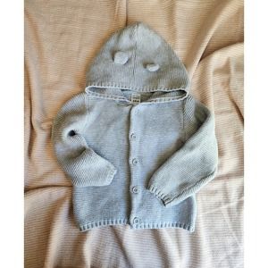 Carters knit teddy bear cardigan.  Size 24m gray